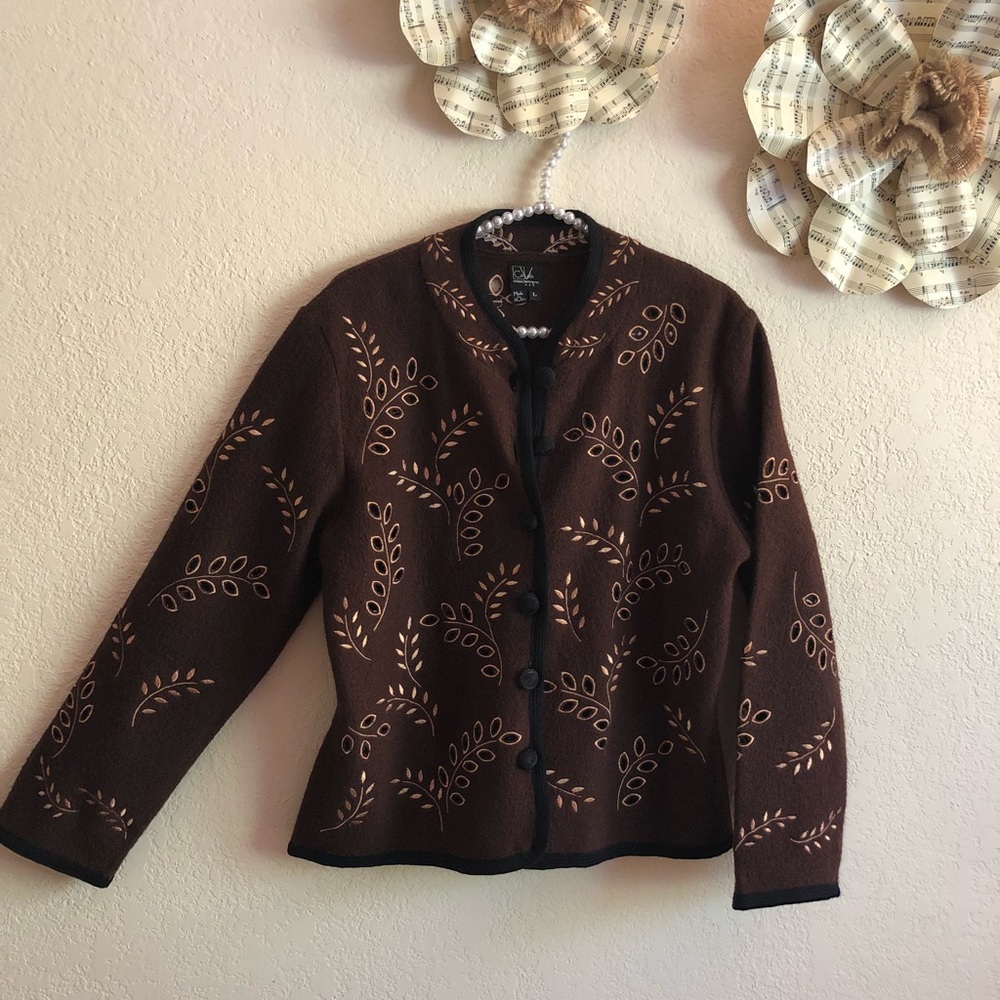 CoVelo boiled wool embroidered eyelets jacket WHTF
